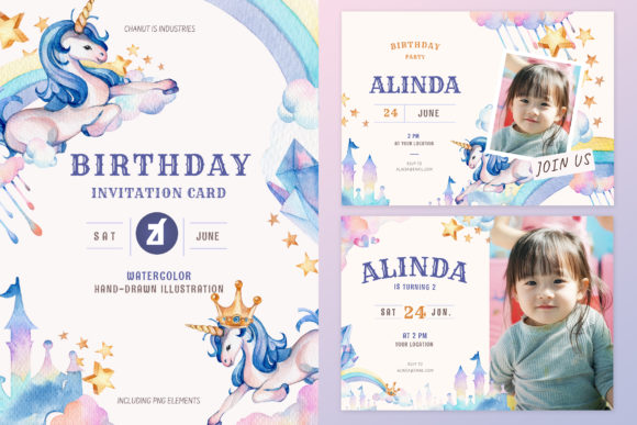 Download Unicorn Theme Birthday Invitation Card - Unicorn theme Collection