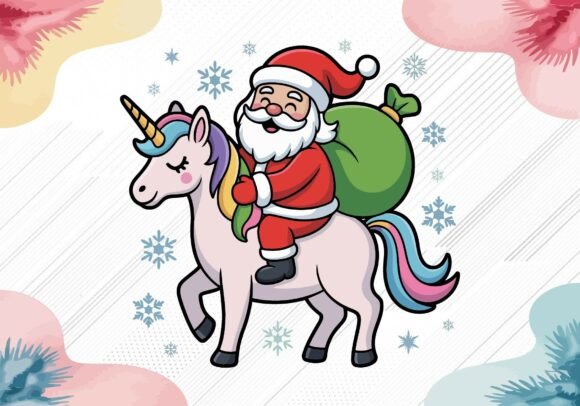 Download Pastel Santa Claus on Unicorn Design - Unicorn design Collection