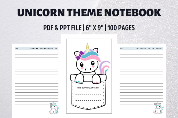 Download Dreamy Unicorn Theme Notebook Journal - Unicorn theme Collection
