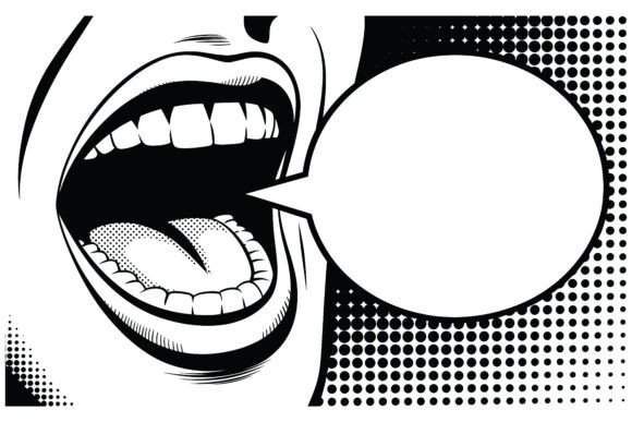 Download Comic Book Style Mouth Screaming with Sp - Premium Resources