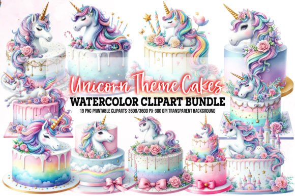Download Unicorn Theme Cakes Sublimation Clipart - Unicorn theme Collection