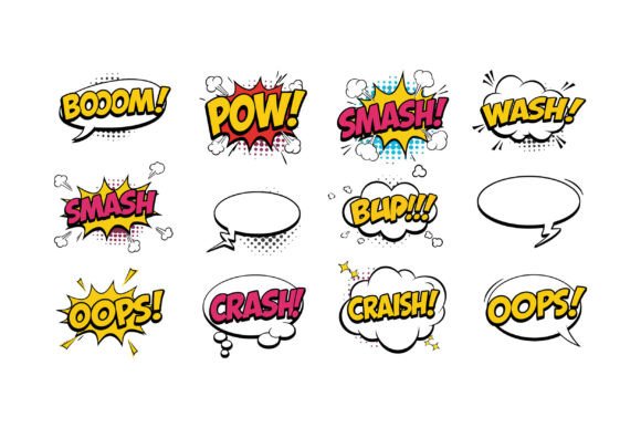 Download Colorful Comic Book Speech Bubbles with - Premium Bundle